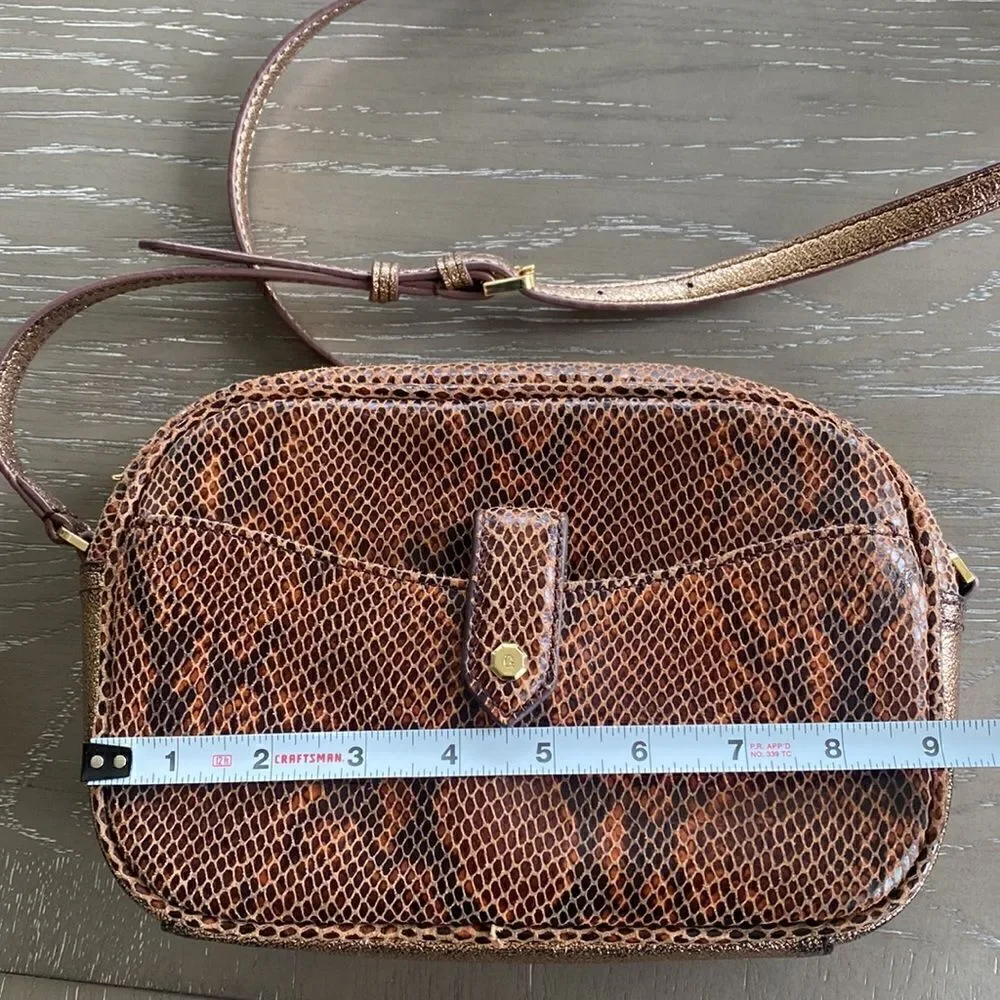 G.I.L.I Women’s Snake Print Leather Gold Rose Crossbody Bag Purse and Wallet Set